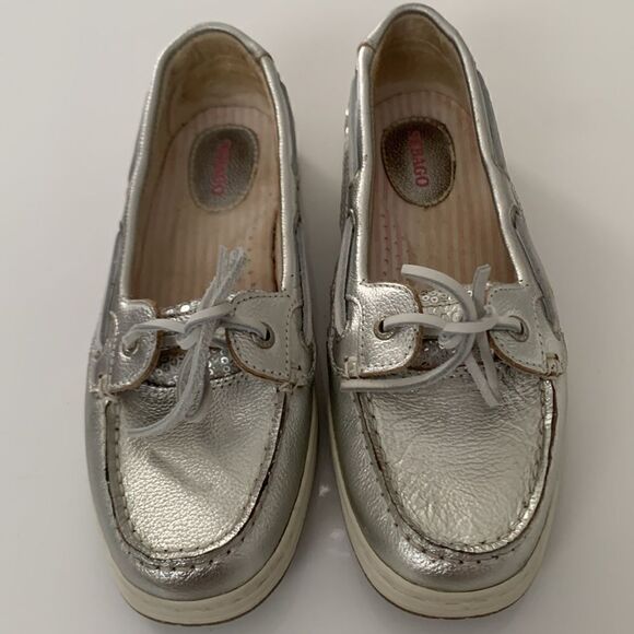 Sebago Silver Embellished Sequins Shoes Size 8 - Picture 2 of 12